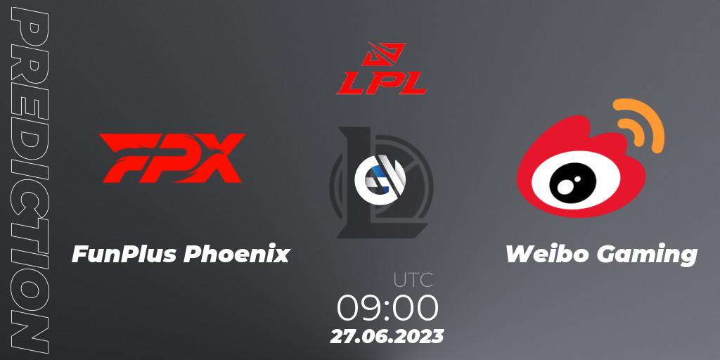 Pronóstico FunPlus Phoenix - Weibo Gaming. 27.06.2023 at 09:00, LoL, LPL Summer 2023 Regular Season
