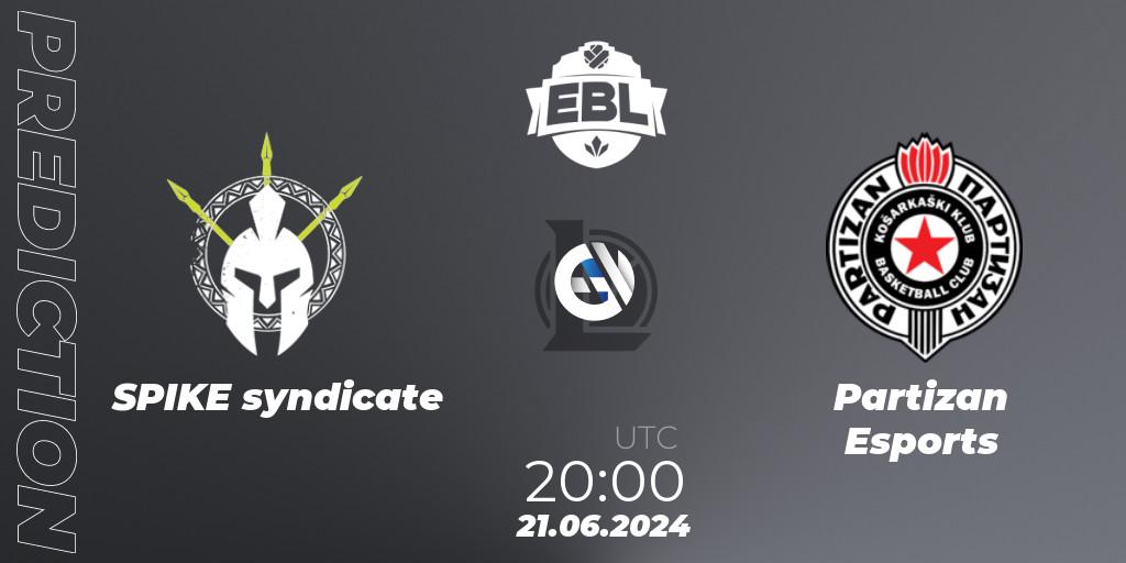Pronóstico SPIKE syndicate - Partizan Esports. 21.06.2024 at 20:00, LoL, Esports Balkan League Season 15