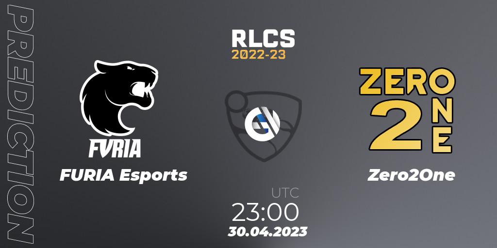 Pronóstico FURIA Esports - Zero2One. 30.04.2023 at 23:00, Rocket League, RLCS 2022-23 - Spring: North America Regional 1 - Spring Open: Closed Qualifier