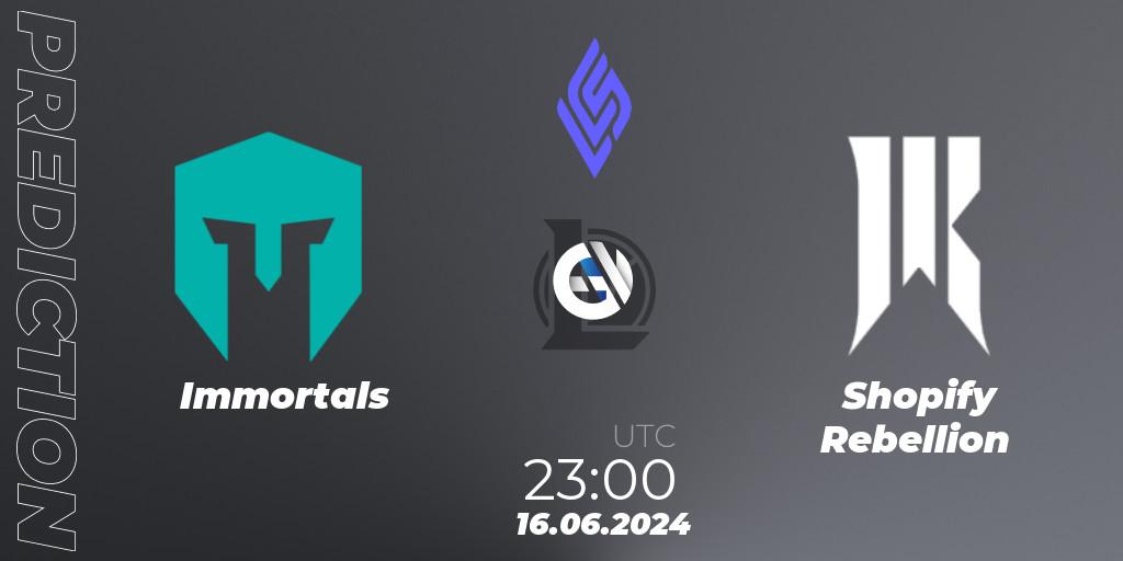 Pronóstico Immortals - Shopify Rebellion. 16.06.2024 at 23:00, LoL, LCS Summer 2024 - Group Stage