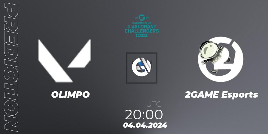 Pronóstico OLIMPO - 2GAME Esports. 04.04.2024 at 20:00, VALORANT, VALORANT Challengers Brazil 2024: Split 1