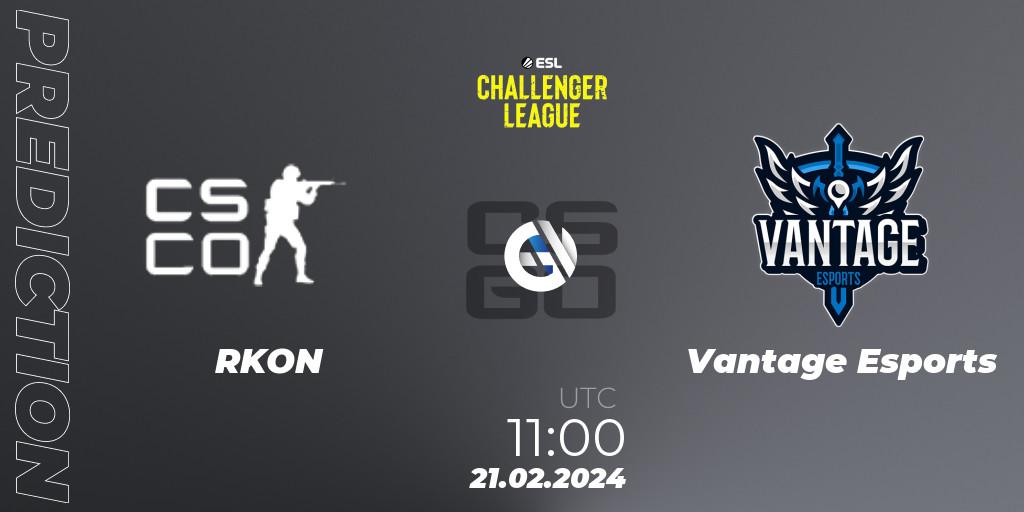 Pronóstico RKON - Vantage Esports. 27.02.2024 at 10:00, Counter-Strike (CS2), ESL Challenger League Season 47: Oceania