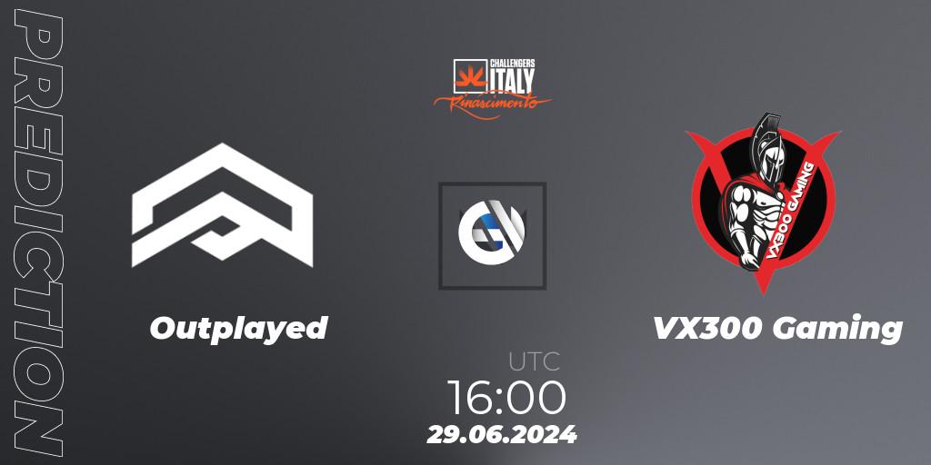 Pronóstico Outplayed - VX300 Gaming. 29.06.2024 at 16:00, VALORANT, VALORANT Challengers 2024 Italy: Rinascimento Split 2