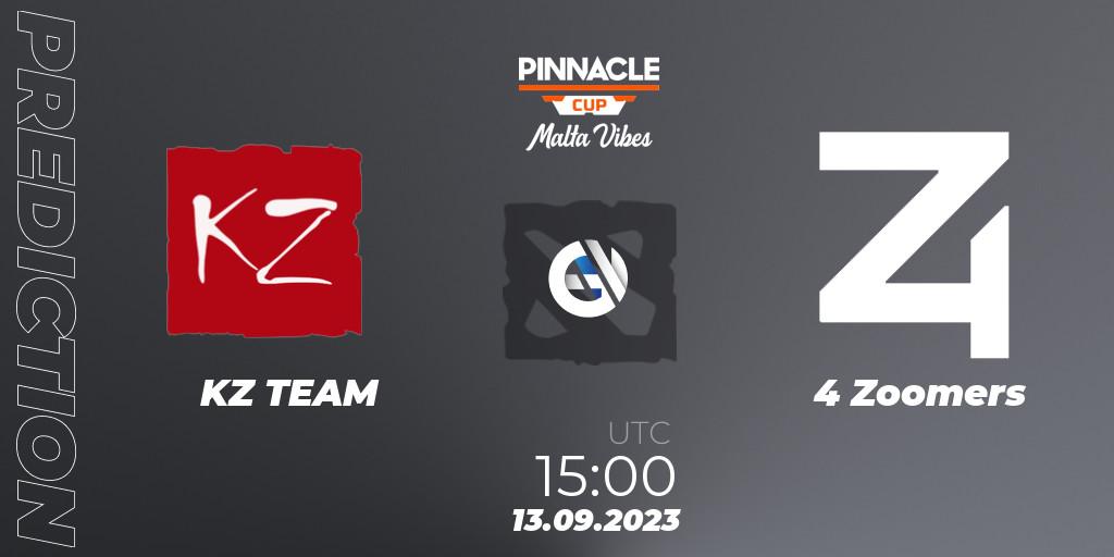 Pronóstico KZ TEAM - 4 Zoomers. 13.09.2023 at 15:02, Dota 2, Pinnacle Cup: Malta Vibes #3