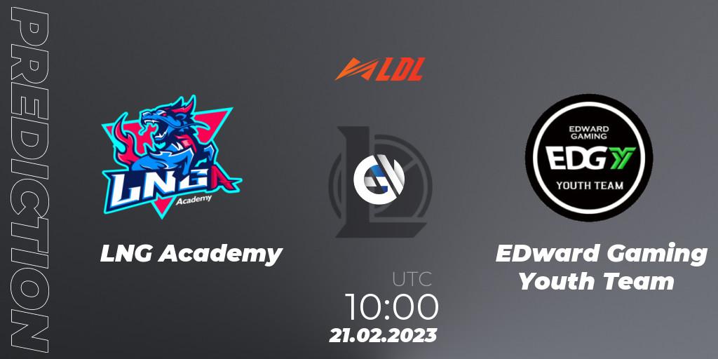 Pronóstico LNG Academy - EDward Gaming Youth Team. 21.02.2023 at 12:15, LoL, LDL 2023 - Regular Season