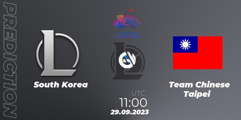 Pronóstico Korea Team - Team Chinese Taipei. 29.09.2023 at 11:00, LoL, 2022 Asian Games