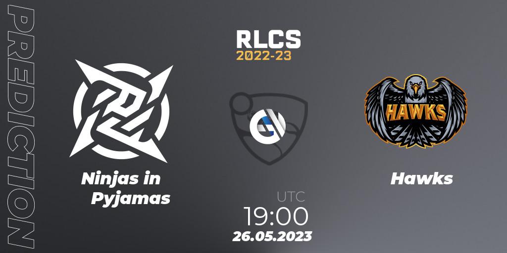 Pronóstico Ninjas in Pyjamas - Hawks. 26.05.23, Rocket League, RLCS 2022-23 - Spring: South America Regional 2 - Spring Cup