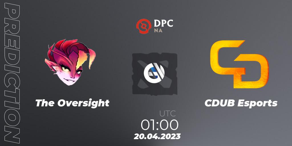 Pronóstico The Oversight - CDUB Esports. 20.04.2023 at 00:55, Dota 2, DPC 2023 Tour 2: NA Division II (Lower)