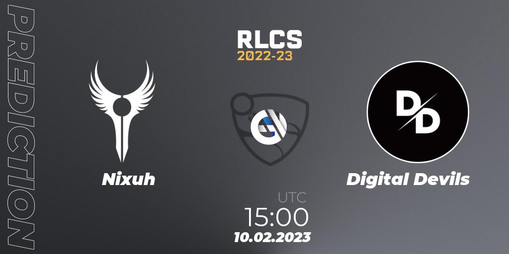 Pronóstico Nixuh - Digital Devils. 10.02.2023 at 15:00, Rocket League, RLCS 2022-23 - Winter: Sub-Saharan Africa Regional 2 - Winter Cup