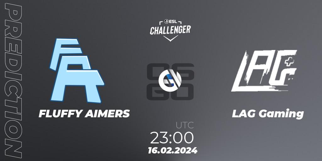 Pronóstico FLUFFY AIMERS - LAG Gaming. 16.02.2024 at 23:10, Counter-Strike (CS2), ESL Challenger #56: North American Open Qualifier