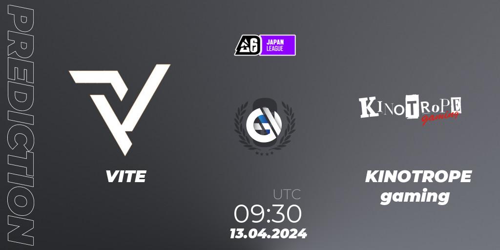 Pronóstico VITE - KINOTROPE gaming. 13.04.2024 at 09:30, Rainbow Six, Japan League 2024 - Stage 1