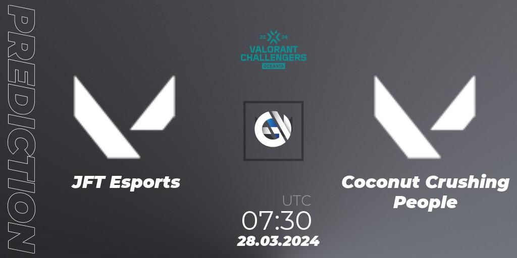Pronóstico JFT Esports - Coconut Crushing People. 28.03.2024 at 07:30, VALORANT, VALORANT Challengers 2024 Oceania: Split 1