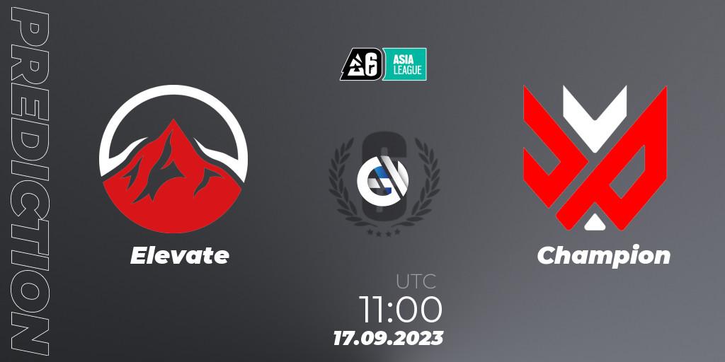 Pronóstico Elevate - Champion. 17.09.2023 at 11:00, Rainbow Six, SEA League 2023 - Stage 2