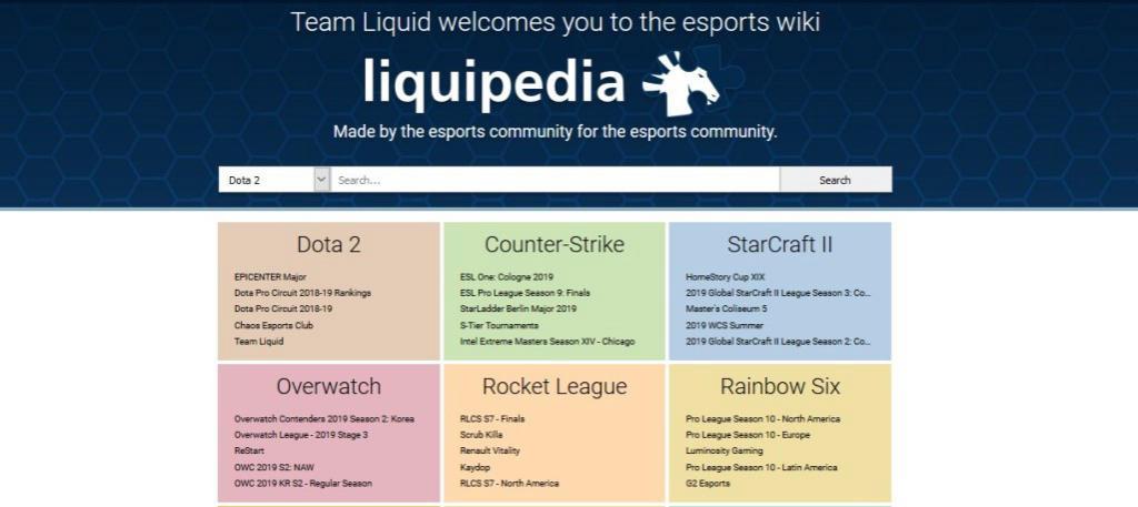 Sitio liquipedia.net: el navegador en el mundo de los deportes electrónicos