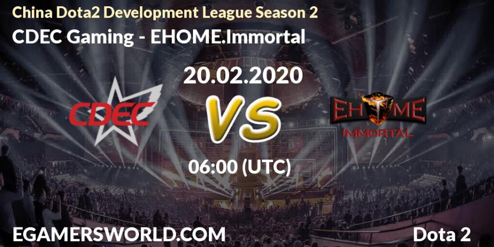 Pronóstico CDEC Gaming - EHOME.Immortal. 28.02.20, Dota 2, China Dota2 Development League Season 2