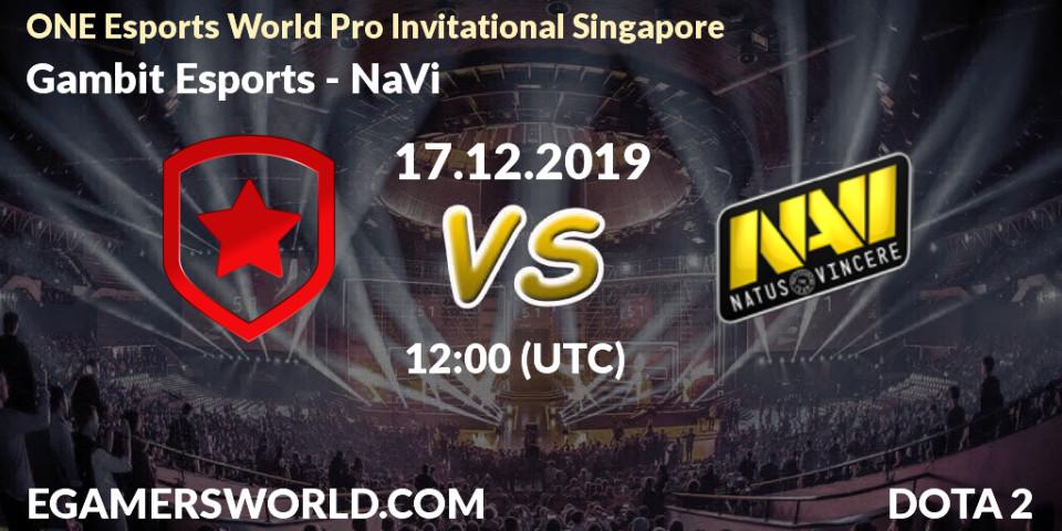 Pronóstico Gambit Esports - NaVi. 17.12.19, Dota 2, ONE Esports World Pro Invitational Singapore