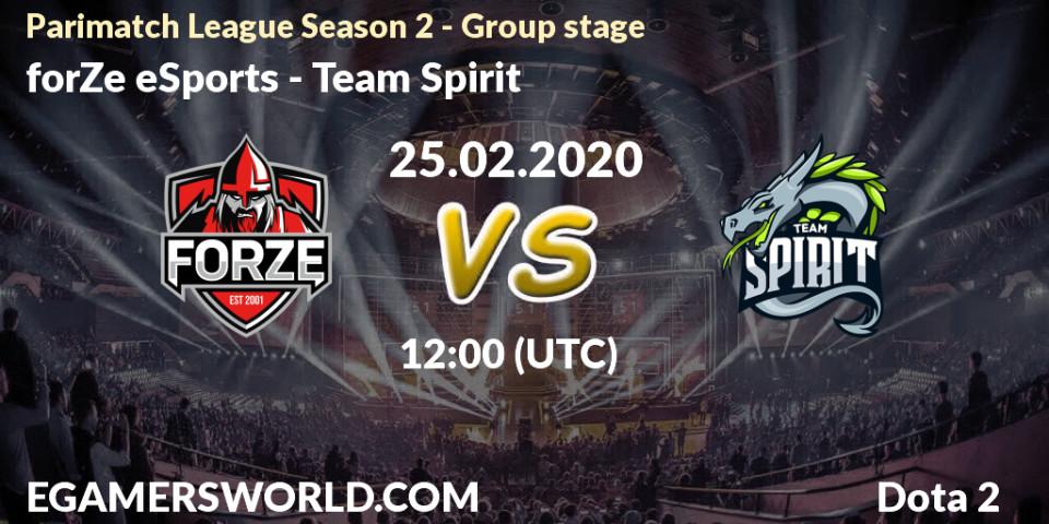 Pronóstico forZe eSports - Team Spirit. 26.02.20, Dota 2, Parimatch League Season 2 - Group stage