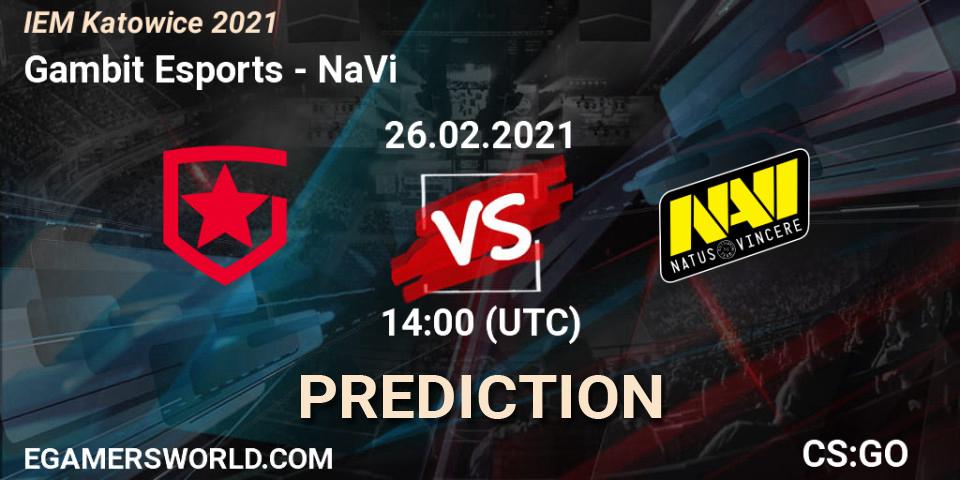 Pronóstico Gambit Esports - NaVi. 26.02.21, CS2 (CS:GO), IEM Katowice 2021