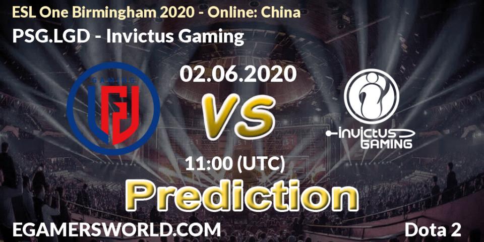 Pronóstico PSG.LGD - Invictus Gaming. 02.06.20, Dota 2, ESL One Birmingham 2020 - Online: China