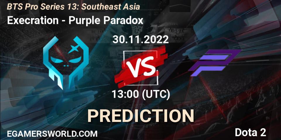 Pronóstico Execration - Purple Paradox. 30.11.22, Dota 2, BTS Pro Series 13: Southeast Asia