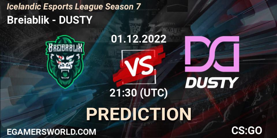 Pronóstico Breiðablik - DUSTY. 01.12.22, CS2 (CS:GO), Icelandic Esports League Season 7