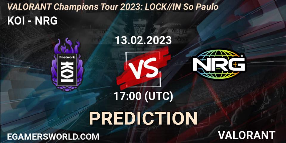 Pronóstico KOI - NRG. 13.02.23, VALORANT, VALORANT Champions Tour 2023: LOCK//IN São Paulo