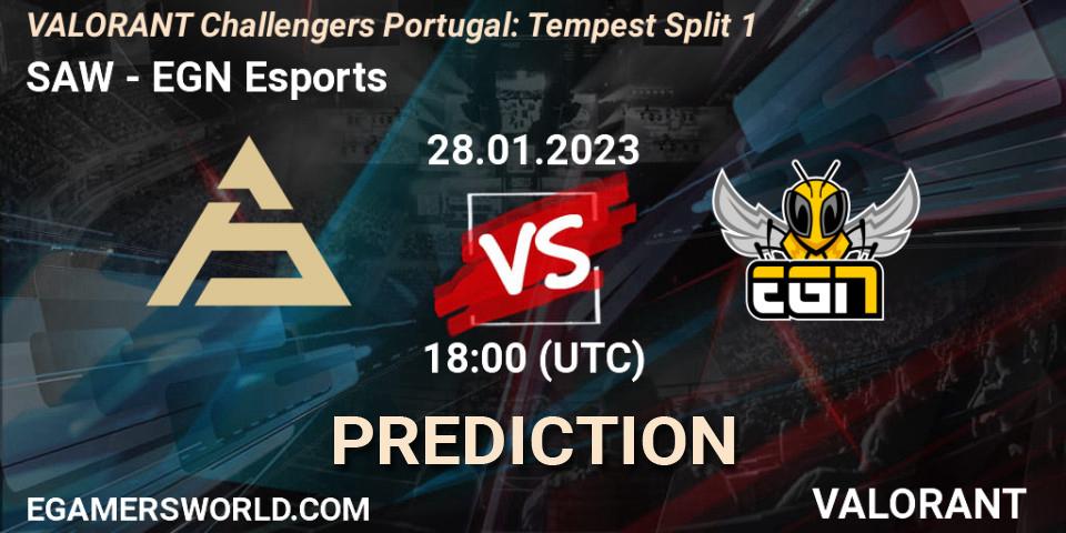 Pronóstico SAW - EGN Esports. 28.01.23, VALORANT, VALORANT Challengers 2023 Portugal: Tempest Split 1
