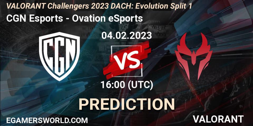 Pronóstico CGN Esports - Ovation eSports. 04.02.23, VALORANT, VALORANT Challengers 2023 DACH: Evolution Split 1