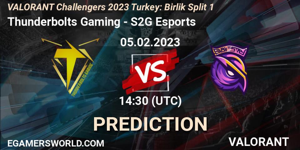 Pronóstico Thunderbolts Gaming - S2G Esports. 05.02.23, VALORANT, VALORANT Challengers 2023 Turkey: Birlik Split 1