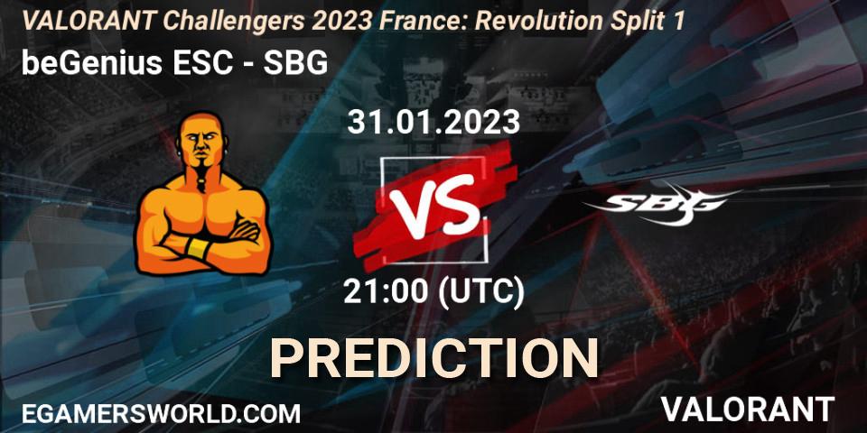 Pronóstico beGenius ESC - SBG. 31.01.23, VALORANT, VALORANT Challengers 2023 France: Revolution Split 1