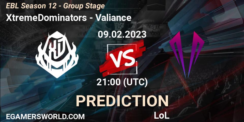 Pronóstico XtremeDominators - Valiance. 09.02.23, LoL, EBL Season 12 - Group Stage