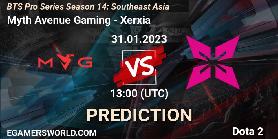 Pronóstico Myth Avenue Gaming - Xerxia. 31.01.23, Dota 2, BTS Pro Series Season 14: Southeast Asia