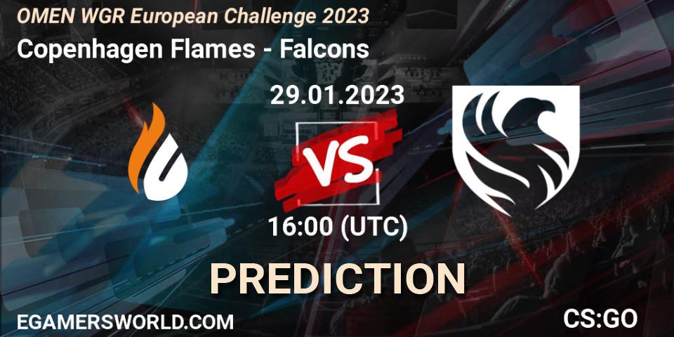 Pronóstico Copenhagen Flames - Falcons. 29.01.23, CS2 (CS:GO), OMEN WGR European Challenge 2023