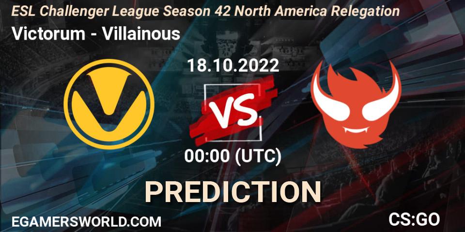 Pronóstico Victorum - Villainous. 18.10.22, CS2 (CS:GO), ESL Challenger League Season 42 North America Relegation