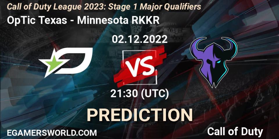 Pronóstico OpTic Texas - Minnesota RØKKR. 02.12.22, Call of Duty, Call of Duty League 2023: Stage 1 Major Qualifiers