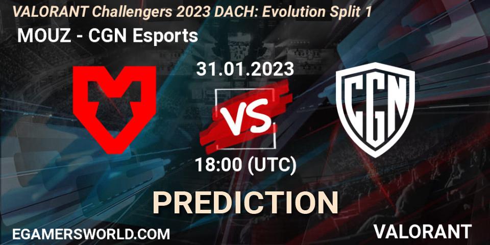Pronóstico MOUZ - CGN Esports. 31.01.23, VALORANT, VALORANT Challengers 2023 DACH: Evolution Split 1