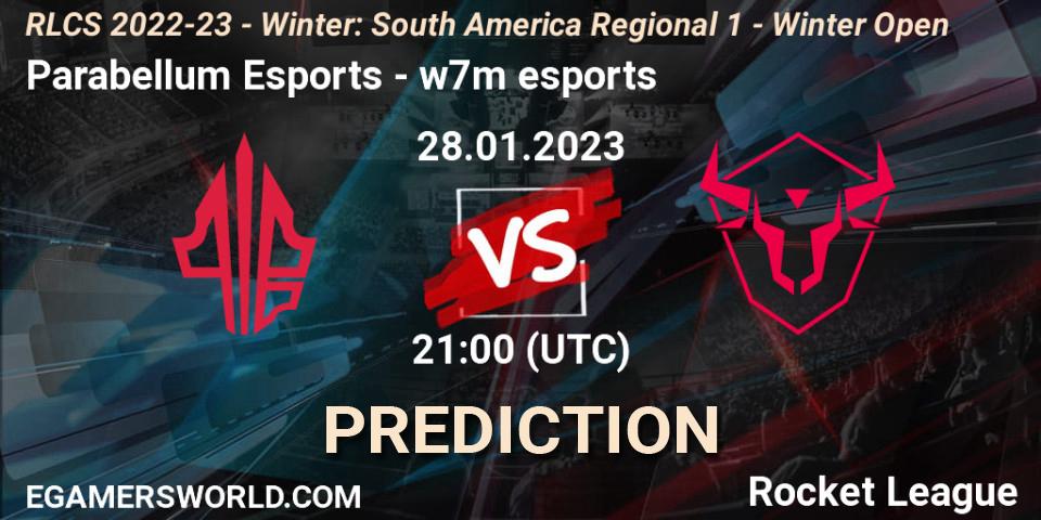 Pronóstico Parabellum Esports - w7m esports. 28.01.23, Rocket League, RLCS 2022-23 - Winter: South America Regional 1 - Winter Open