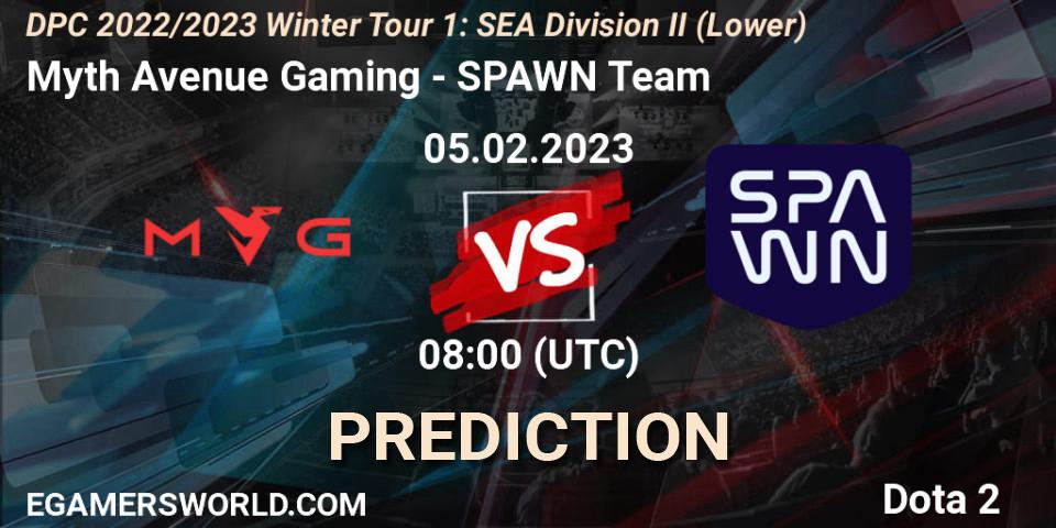 Pronóstico Myth Avenue Gaming - SPAWN Team. 05.02.23, Dota 2, DPC 2022/2023 Winter Tour 1: SEA Division II (Lower)
