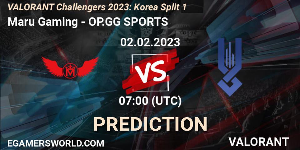 Pronóstico Maru Gaming - OP.GG SPORTS. 02.02.23, VALORANT, VALORANT Challengers 2023: Korea Split 1