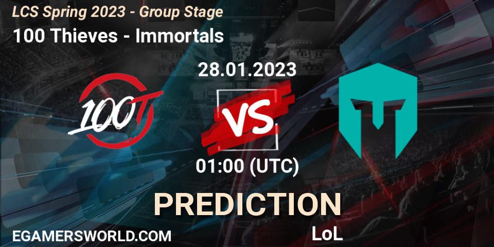 Pronóstico 100 Thieves - Immortals. 28.01.23, LoL, LCS Spring 2023 - Group Stage