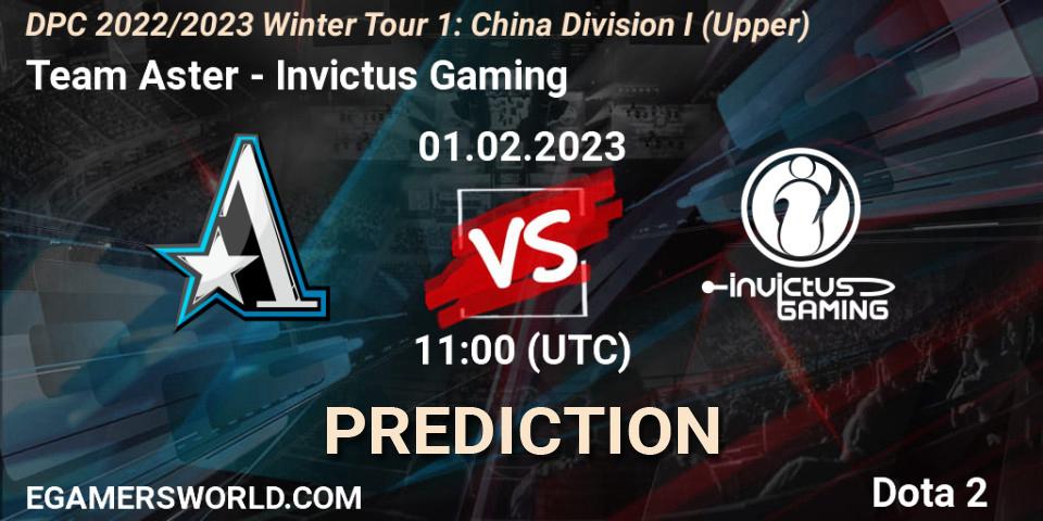 Pronóstico Team Aster - Invictus Gaming. 01.02.23, Dota 2, DPC 2022/2023 Winter Tour 1: CN Division I (Upper)