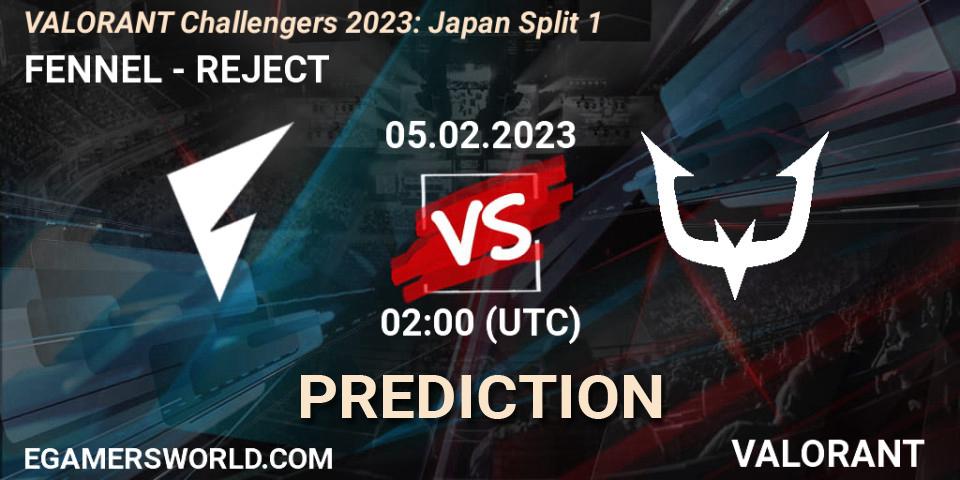 Pronóstico FENNEL - REJECT. 05.02.23, VALORANT, VALORANT Challengers 2023: Japan Split 1