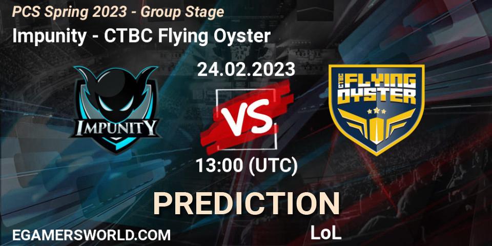 Pronóstico Impunity - CTBC Flying Oyster. 10.02.23, LoL, PCS Spring 2023 - Group Stage