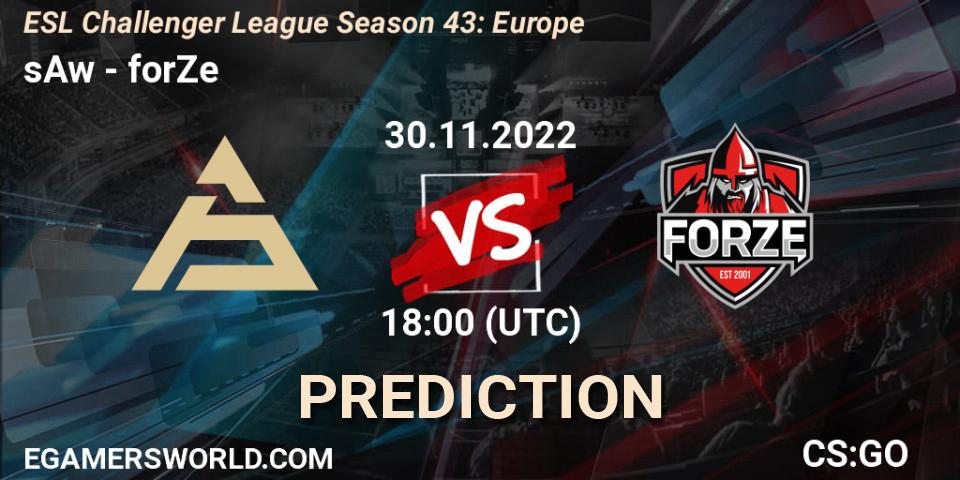 Pronóstico sAw - forZe. 30.11.22, CS2 (CS:GO), ESL Challenger League Season 43: Europe