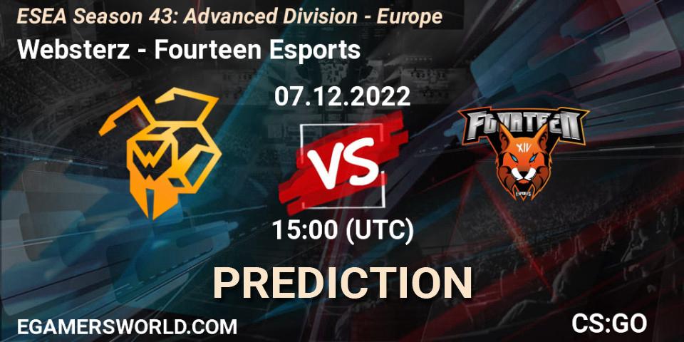 Pronóstico Websterz - Fourteen Esports. 07.12.22, CS2 (CS:GO), ESEA Season 43: Advanced Division - Europe