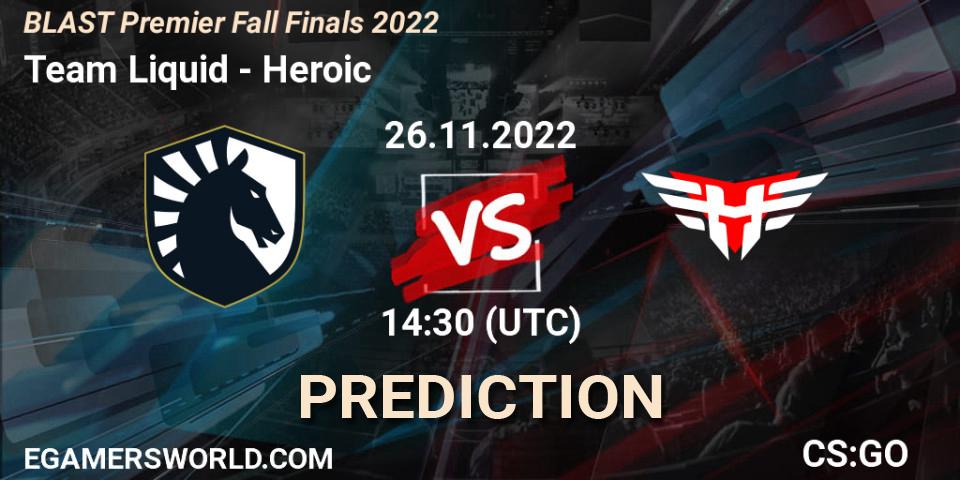 Pronóstico Team Liquid - Heroic. 26.11.22, CS2 (CS:GO), BLAST Premier Fall Finals 2022
