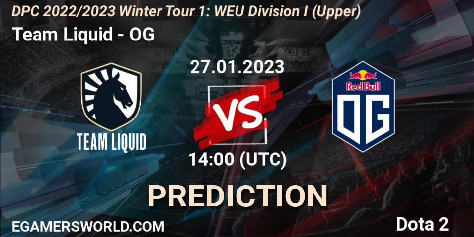 Pronóstico Team Liquid - OG. 27.01.23, Dota 2, DPC 2022/2023 Winter Tour 1: WEU Division I (Upper)