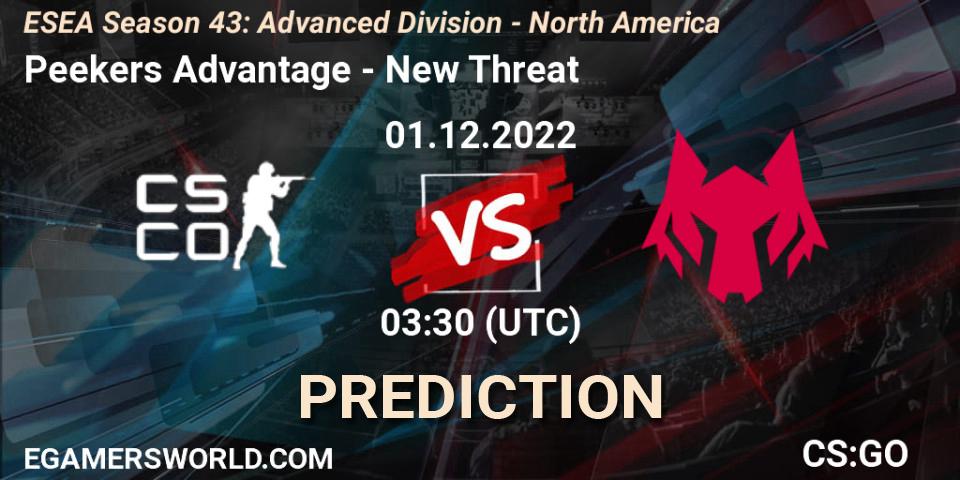 Pronóstico Peekers Advantage - New Threat. 01.12.22, CS2 (CS:GO), ESEA Season 43: Advanced Division - North America
