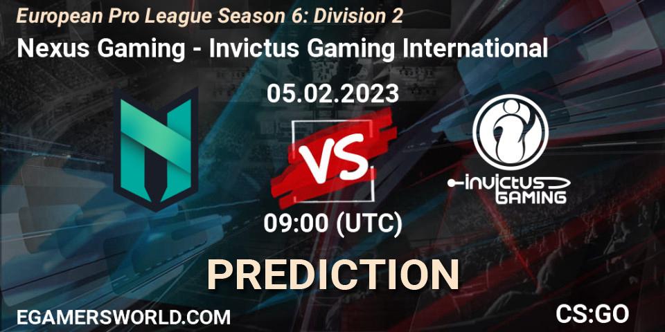 Pronóstico Nexus Gaming - Invictus Gaming International. 05.02.23, CS2 (CS:GO), European Pro League Season 6: Division 2