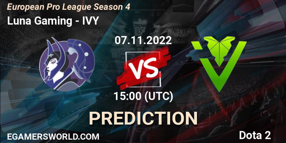 Pronóstico MooN team - IVY. 12.11.22, Dota 2, European Pro League Season 4